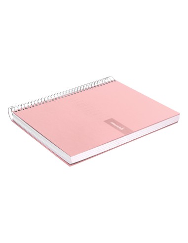Cuaderno espiral liderpapel a4 crafty tapa forrada 80h 90 gr cuadro 4mm con margen color rosa
