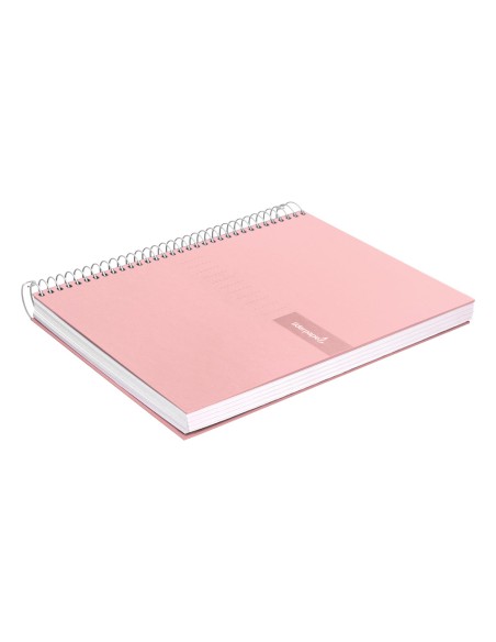 Cuaderno espiral liderpapel a4 crafty tapa forrada 80h 90 gr cuadro 4mm con margen color rosa