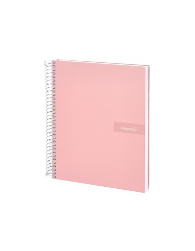 Cuaderno espiral liderpapel a4 crafty tapa forrada 80h 90 gr cuadro 4mm con margen color rosa