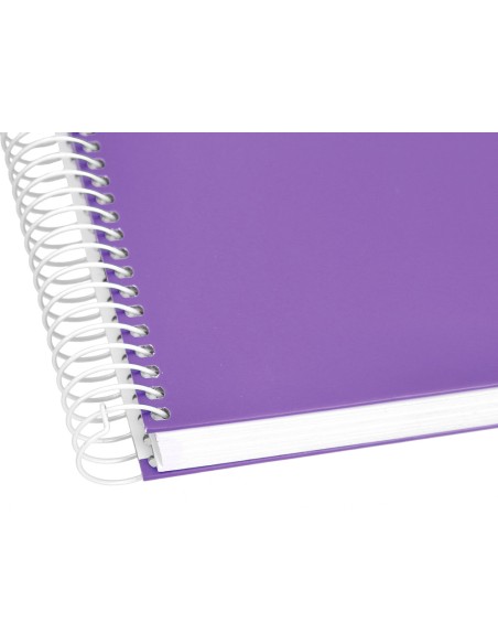 Cuaderno espiral liderpapel a4 crafty tapa forrada 80h 90 gr cuadro 4mm con margen color violeta