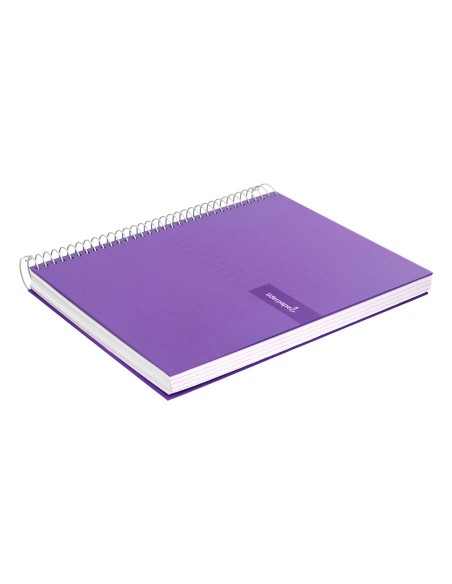 Cuaderno espiral liderpapel a4 crafty tapa forrada 80h 90 gr cuadro 4mm con margen color violeta