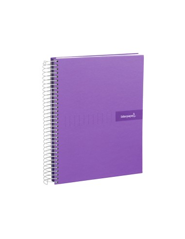 Cuaderno espiral liderpapel a4 crafty tapa forrada 80h 90 gr cuadro 4mm con margen color violeta