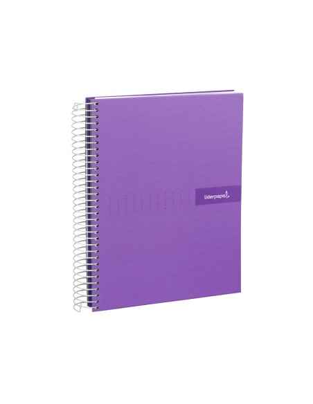 Cuaderno espiral liderpapel a4 crafty tapa forrada 80h 90 gr cuadro 4mm con margen color violeta