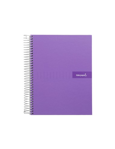 Cuaderno espiral liderpapel a4 crafty tapa forrada 80h 90 gr cuadro 4mm con margen color violeta