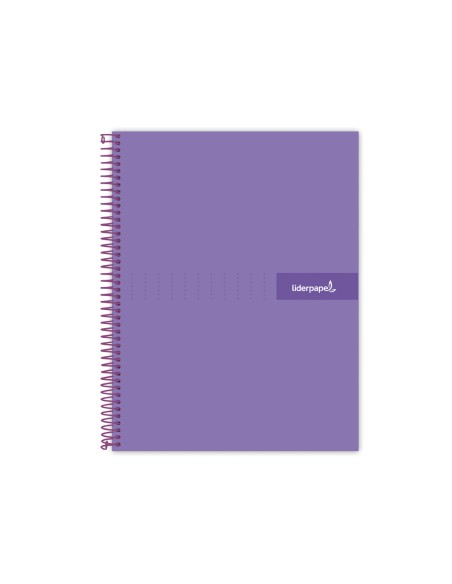 Cuaderno espiral liderpapel a4 crafty tapa forrada 80h 90 gr cuadro 4mm con margen color violeta