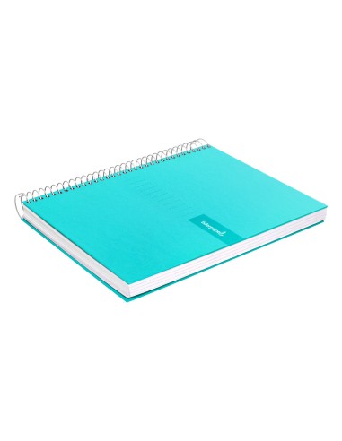 Cuaderno espiral liderpapel a4 crafty tapa forrada 80h 90 gr cuadro 4mm con margen color turquesa