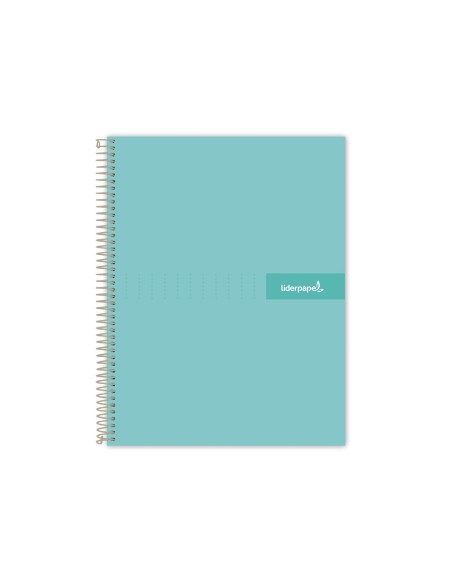 Cuaderno espiral liderpapel a4 crafty tapa forrada 80h 90 gr cuadro 4mm con margen color turquesa