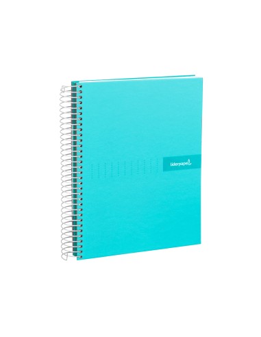 Cuaderno espiral liderpapel a4 crafty tapa forrada 80h 90 gr cuadro 4mm con margen color turquesa