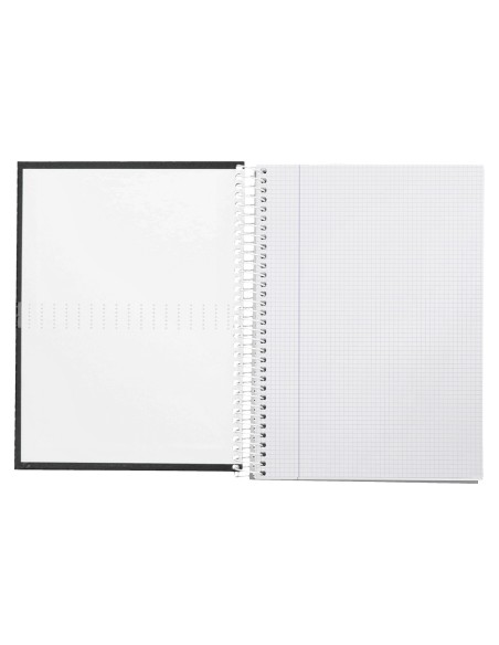 Cuaderno espiral liderpapel a4 crafty tapa forrada 80h 90 gr cuadro 4mm con margen color negro