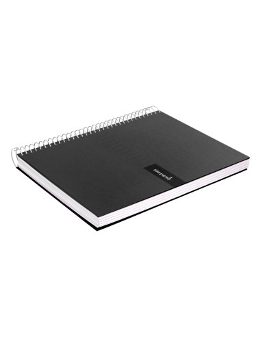 Cuaderno espiral liderpapel a4 crafty tapa forrada 80h 90 gr cuadro 4mm con margen color negro