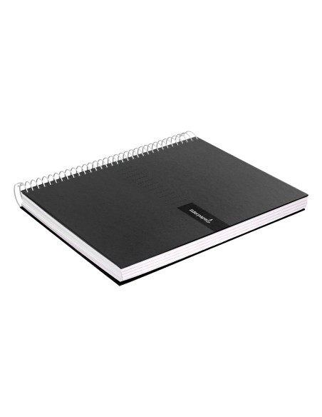 Cuaderno espiral liderpapel a4 crafty tapa forrada 80h 90 gr cuadro 4mm con margen color negro