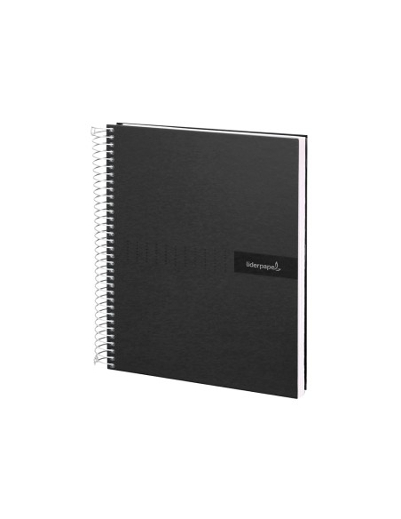 Cuaderno espiral liderpapel a4 crafty tapa forrada 80h 90 gr cuadro 4mm con margen color negro