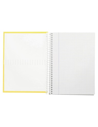 Cuaderno espiral liderpapel a4 crafty tapa forrada 80h 90 gr cuadro 4mm con margen color amarillo