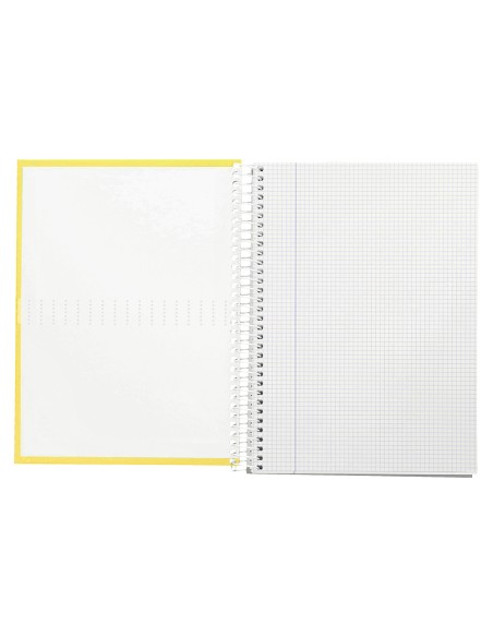 Cuaderno espiral liderpapel a4 crafty tapa forrada 80h 90 gr cuadro 4mm con margen color amarillo