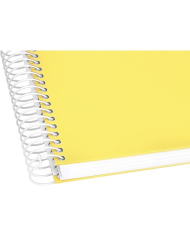 Cuaderno espiral liderpapel a4 crafty tapa forrada 80h 90 gr cuadro 4mm con margen color amarillo