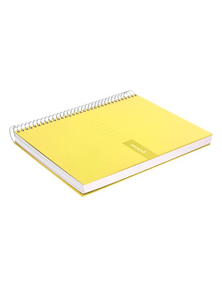 Cuaderno espiral liderpapel a4 crafty tapa forrada 80h 90 gr cuadro 4mm con margen color amarillo
