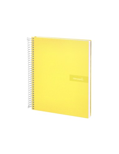 Cuaderno espiral liderpapel a4 crafty tapa forrada 80h 90 gr cuadro 4mm con margen color amarillo