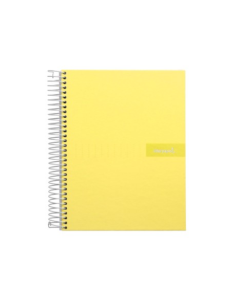 Cuaderno espiral liderpapel a4 crafty tapa forrada 80h 90 gr cuadro 4mm con margen color amarillo