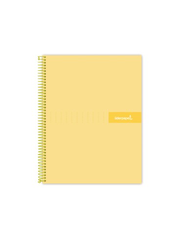 Cuaderno espiral liderpapel a4 crafty tapa forrada 80h 90 gr cuadro 4mm con margen color amarillo