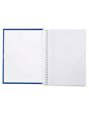 Cuaderno espiral liderpapel a4 crafty tapa forrada 80h 90 gr cuadro 4mm con margen color azul marino