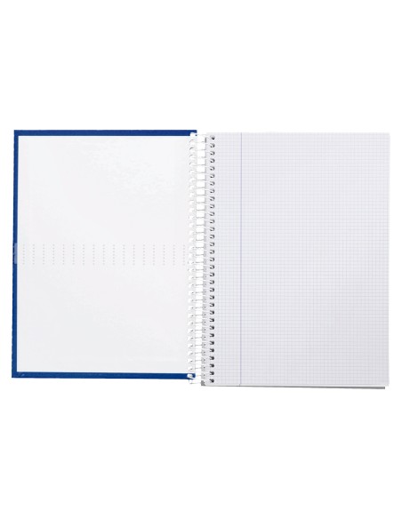 Cuaderno espiral liderpapel a4 crafty tapa forrada 80h 90 gr cuadro 4mm con margen color azul marino