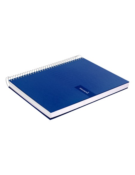 Cuaderno espiral liderpapel a4 crafty tapa forrada 80h 90 gr cuadro 4mm con margen color azul marino