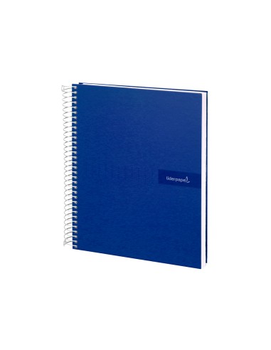 Cuaderno espiral liderpapel a4 crafty tapa forrada 80h 90 gr cuadro 4mm con margen color azul marino