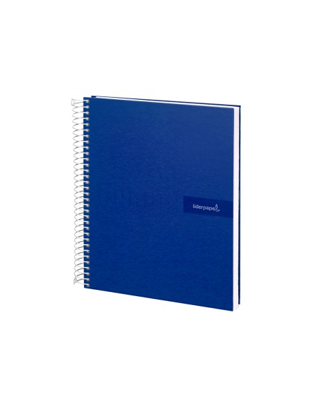 Cuaderno espiral liderpapel a4 crafty tapa forrada 80h 90 gr cuadro 4mm con margen color azul marino
