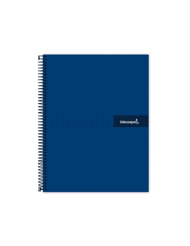 Cuaderno espiral liderpapel a4 crafty tapa forrada 80h 90 gr cuadro 4mm con margen color azul marino