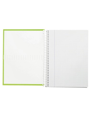 Cuaderno espiral liderpapel a4 crafty tapa forrada 80h 90 gr cuadro 4mm con margen color verde