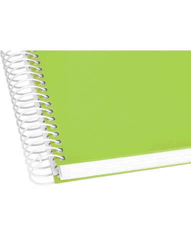 Cuaderno espiral liderpapel a4 crafty tapa forrada 80h 90 gr cuadro 4mm con margen color verde