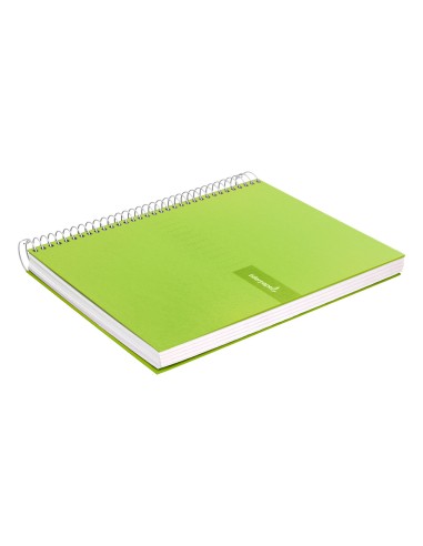 Cuaderno espiral liderpapel a4 crafty tapa forrada 80h 90 gr cuadro 4mm con margen color verde