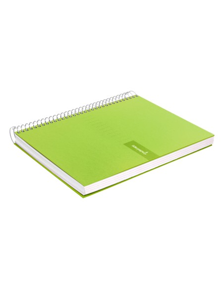 Cuaderno espiral liderpapel a4 crafty tapa forrada 80h 90 gr cuadro 4mm con margen color verde