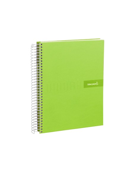 Cuaderno espiral liderpapel a4 crafty tapa forrada 80h 90 gr cuadro 4mm con margen color verde