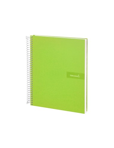 Cuaderno espiral liderpapel a4 crafty tapa forrada 80h 90 gr cuadro 4mm con margen color verde
