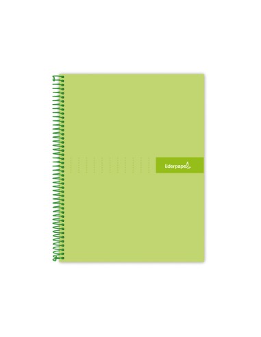 Cuaderno espiral liderpapel a4 crafty tapa forrada 80h 90 gr cuadro 4mm con margen color verde
