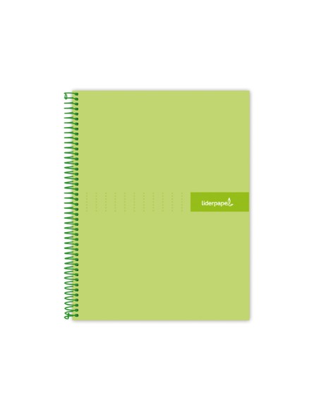 Cuaderno espiral liderpapel a4 crafty tapa forrada 80h 90 gr cuadro 4mm con margen color verde