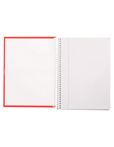 Cuaderno espiral liderpapel a4 crafty tapa forrada 80h 90 gr cuadro 4mm con margen color roja