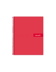Cuaderno espiral liderpapel a4 crafty tapa forrada 80h 90 gr cuadro 4mm con margen color roja