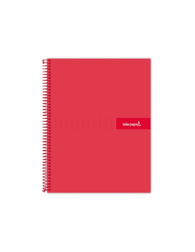 Cuaderno espiral liderpapel a4 crafty tapa forrada 80h 90 gr cuadro 4mm con margen color roja