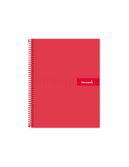 Cuaderno espiral liderpapel a4 crafty tapa forrada 80h 90 gr cuadro 4mm con margen color roja