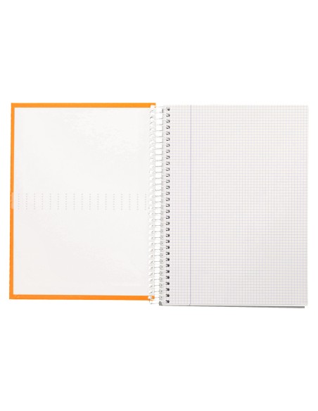 Cuaderno espiral liderpapel a4 crafty tapa forrada 80h 90 gr cuadro 4mm con margen color naranja