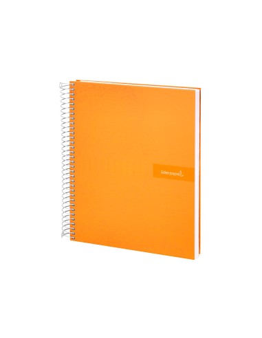 Cuaderno espiral liderpapel a4 crafty tapa forrada 80h 90 gr cuadro 4mm con margen color naranja