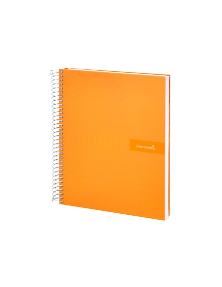 Cuaderno espiral liderpapel a4 crafty tapa forrada 80h 90 gr cuadro 4mm con margen color naranja