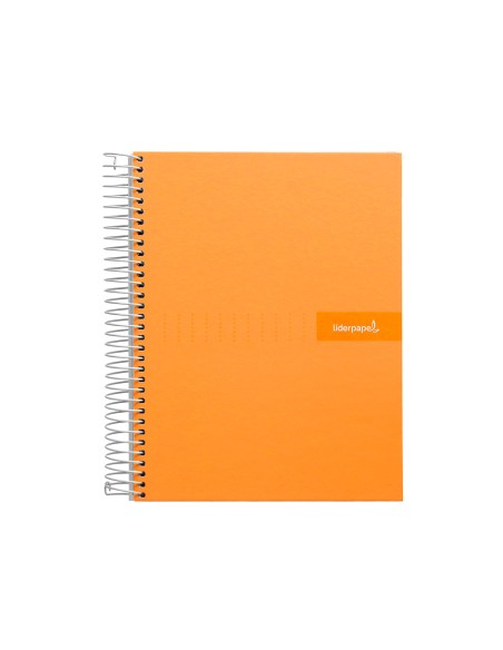 Cuaderno espiral liderpapel a4 crafty tapa forrada 80h 90 gr cuadro 4mm con margen color naranja