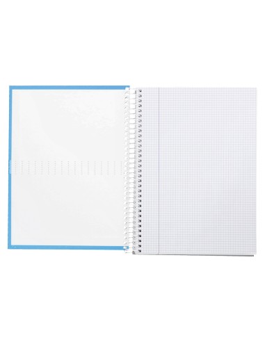Cuaderno espiral liderpapel a4 crafty tapa forrada 80h 90 gr cuadro 4mm con margen color celeste