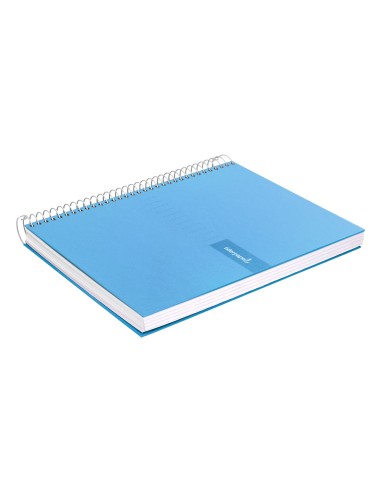 Cuaderno espiral liderpapel a4 crafty tapa forrada 80h 90 gr cuadro 4mm con margen color celeste