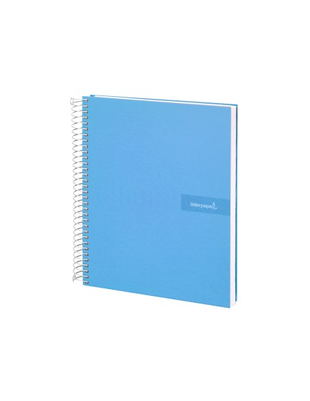 Cuaderno espiral liderpapel a4 crafty tapa forrada 80h 90 gr cuadro 4mm con margen color celeste