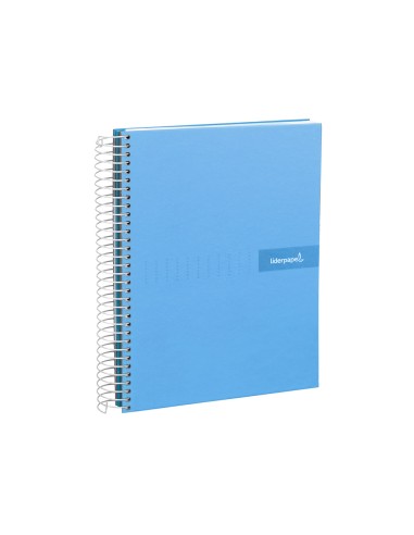 Cuaderno espiral liderpapel a4 crafty tapa forrada 80h 90 gr cuadro 4mm con margen color celeste