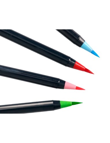 Rotulador liderpapel punta pincel extra suave bolsa de 12 unidades colores surtidos